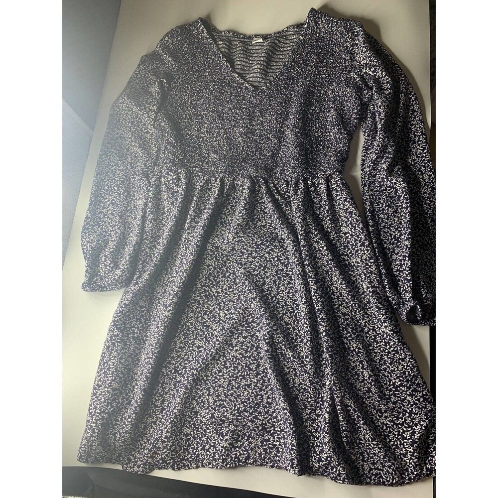 Old Navy Black Floral Puff-Sleeve Mini Wrap Dress Size M